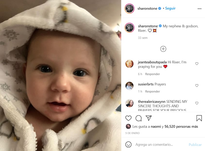 Sharon Stone pide oraciones para salvar a su sobrino de 11 meses, quien tiene insuficiencia orgánica