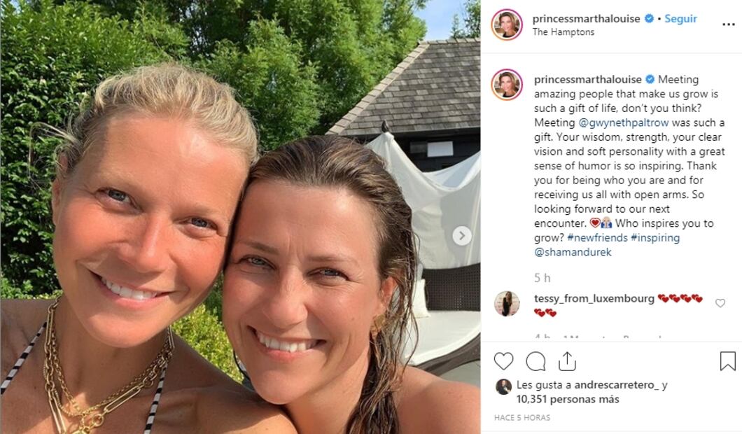 Gwyneth Paltrow posa con la princesa Martha Louise y su novio el chamán