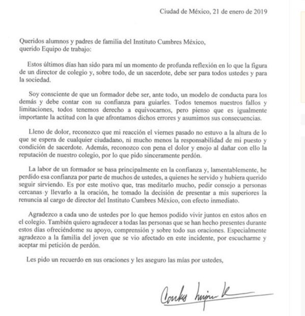 El director del Instituto Cumbres renuncia a su cargo tras el escándalo