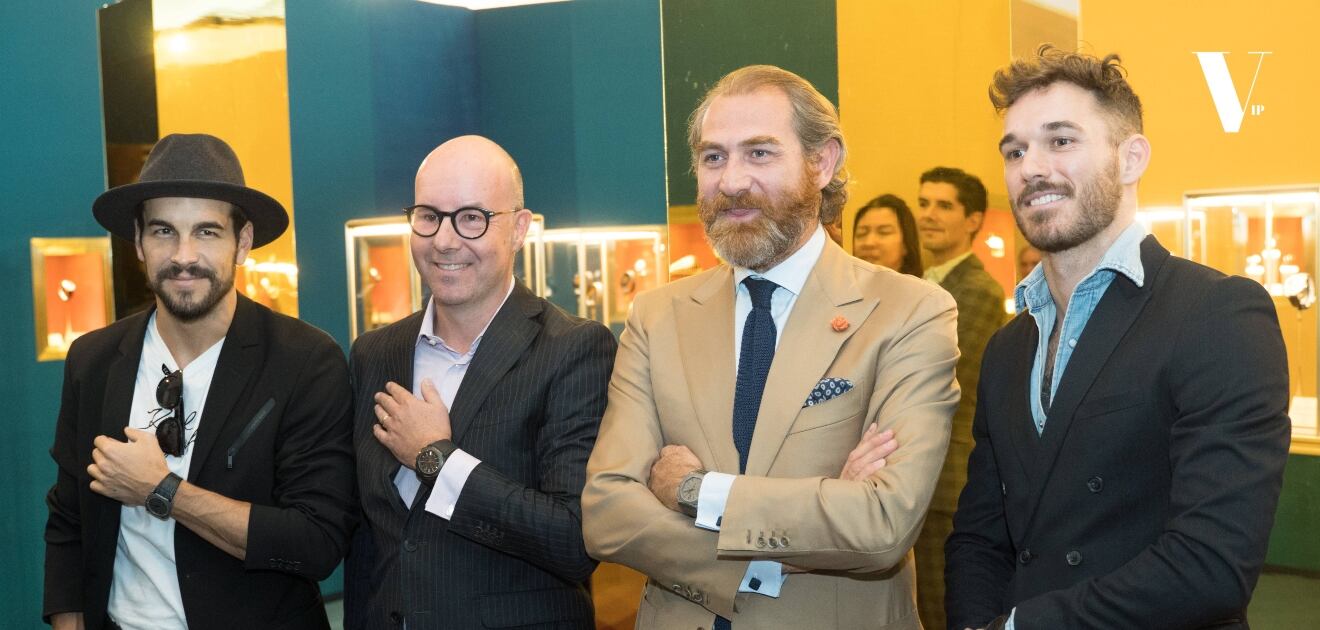 Mario Casas, Christian Konrad, Fabrizzio Buonamassa y David Alexander en la inauguración del Salón Internacional Alta Relojería