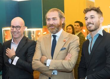 Mario Casas, Christian Konrad, Fabrizzio Buonamassa y David Alexander en la inauguración del Salón Internacional Alta Relojería