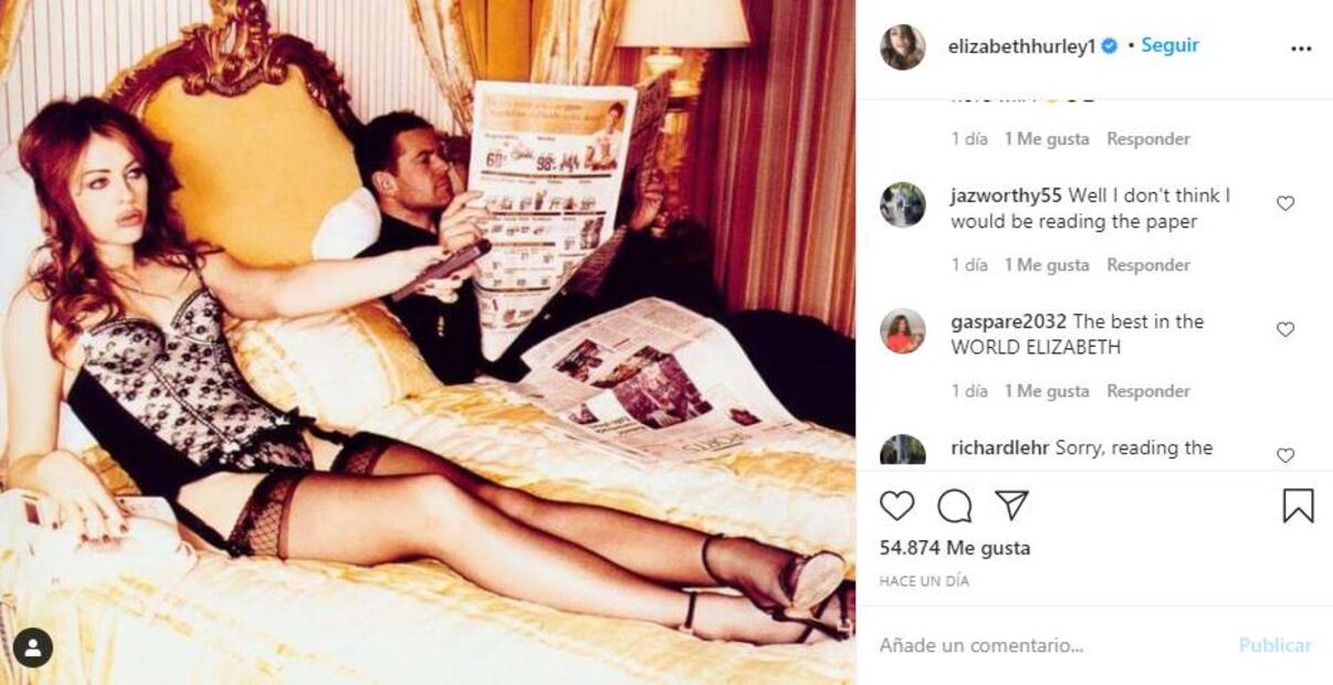 Elizabeth Hurley impacta con electrizante foto íntima y lencería