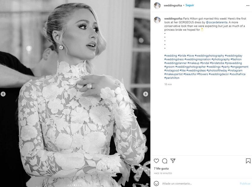 Paris Hilton te robará el aliento vestida de novia con un Oscar de la Renta ¡puro lujo!