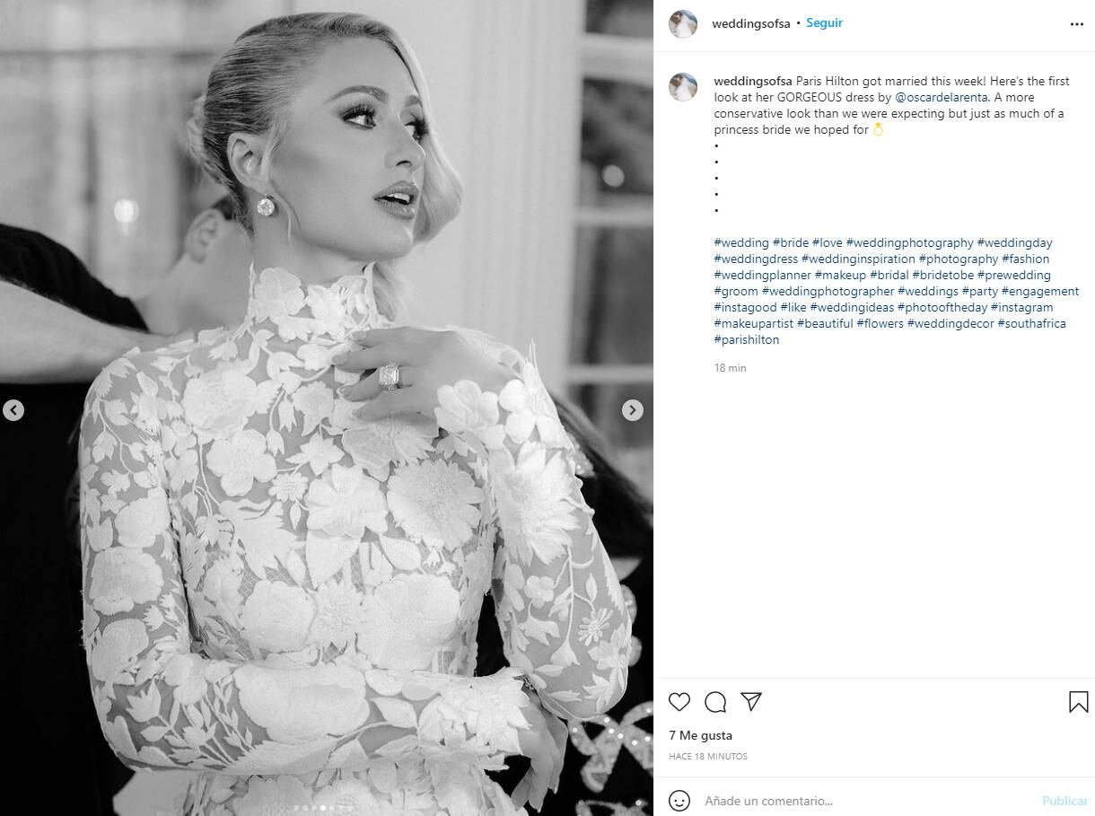 Paris Hilton te robará el aliento vestida de novia con un Oscar de la Renta ¡puro lujo!