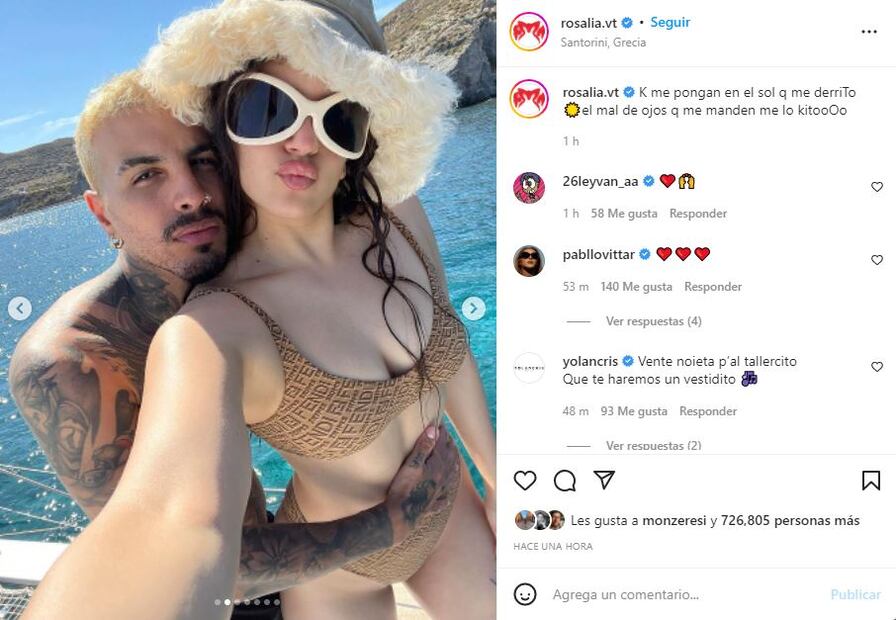 Rosalía presume un coordinado Fendi X Skims con Rauw Alejandro / Instagram