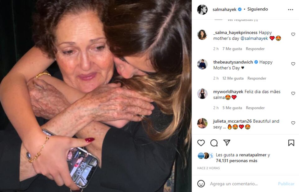 Salma Hayek dedica conmovedor mensaje a su mamá con tierna foto