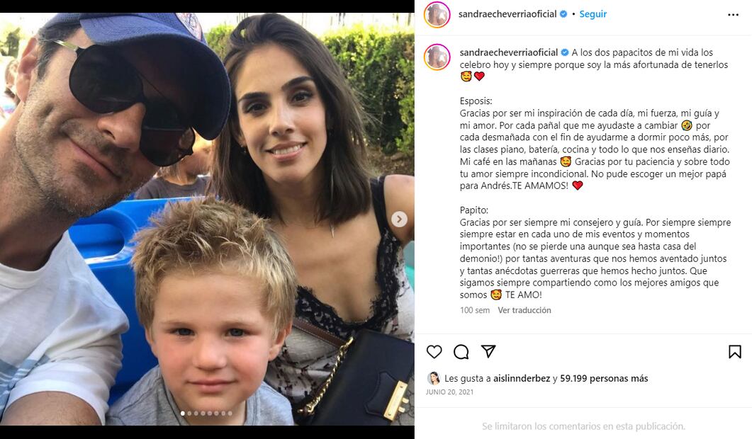Sandra Echeverría y Leonardo de Lozanne junto a su hijo / Instagram