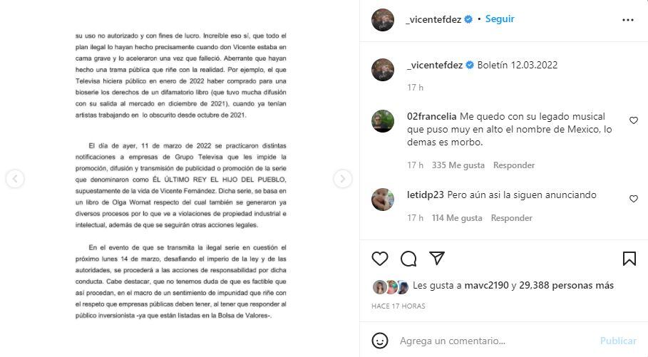 Vicente Fernández: Autoridades prohíben a Televisa transmitir serie