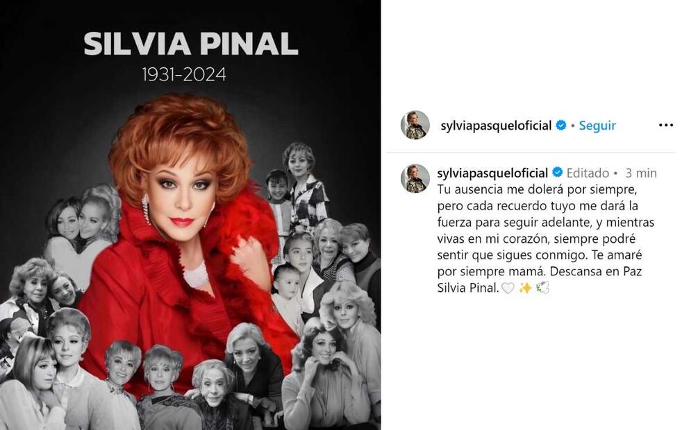 La despedida de Sylvia Pasquel a Silvia Pinal, su mamá / Foto: Instagram