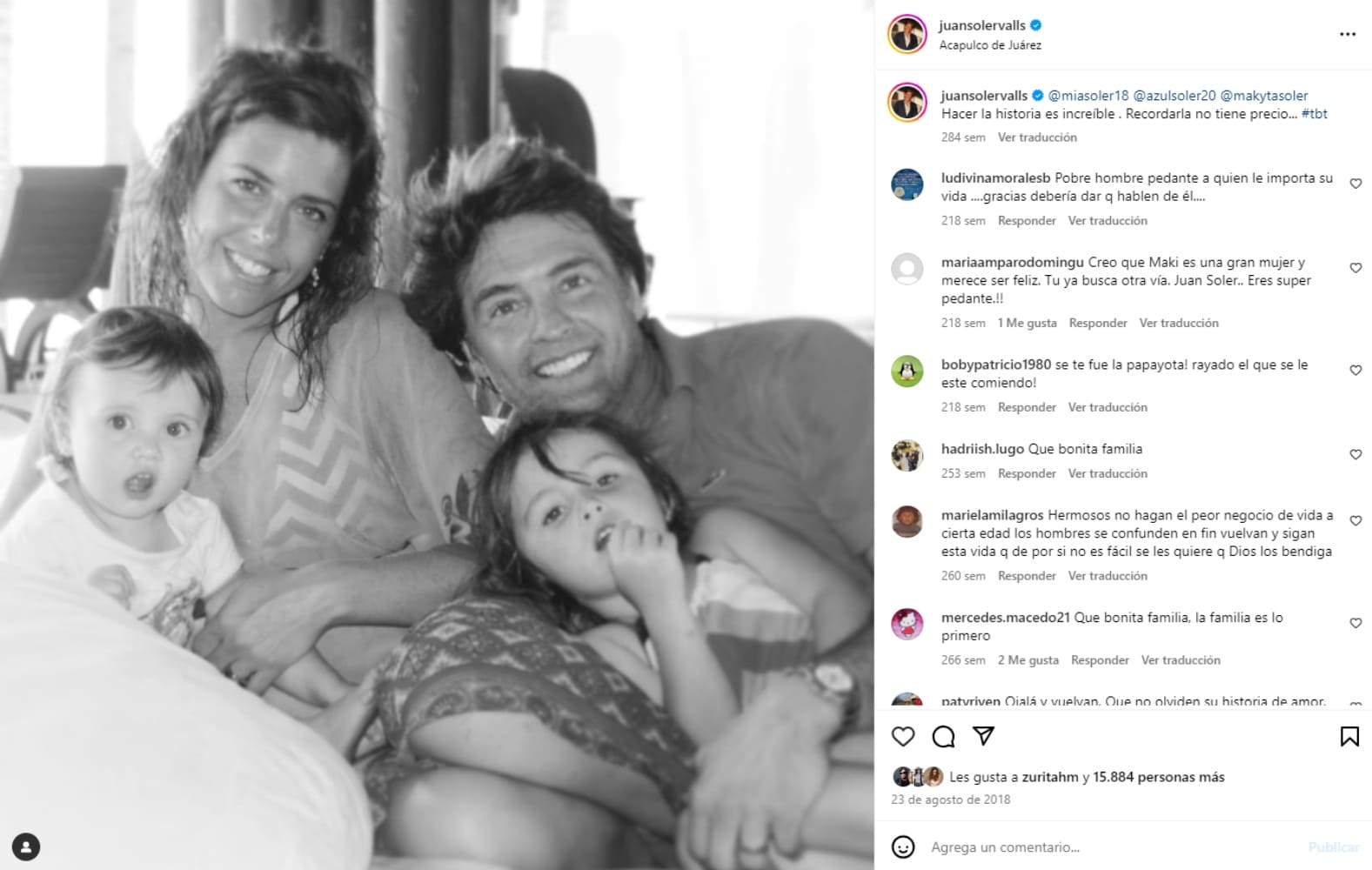Juan Soler y Maky Moguilevsky junto sus hijas / Instagram