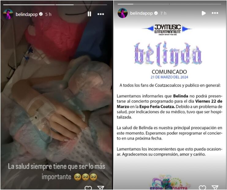 Comunicado de Belinda/Instagram.