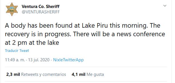 Encuentran cuerpo en el lago Piru, donde desapareció la actriz Naya Rivera
