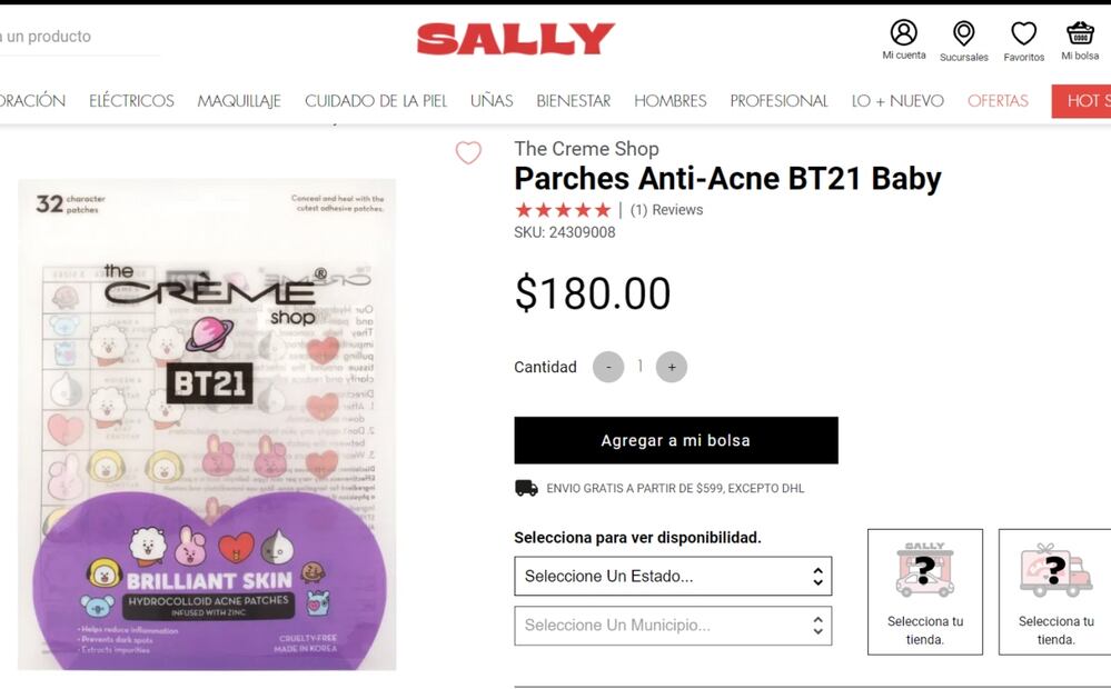 Sally Beauty es una de las distribuidoras los parches de acne de The Creme Shop / sallymexico.com