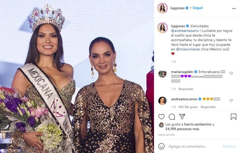 Acusan a Lupita Jones de querer opacar el triunfo de Andrea Meza en Miss Universo