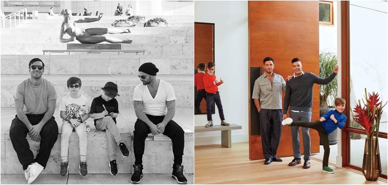 Ricky Martin y su ex esposo Jwan Yosef con sus hijos / Foto: Captura