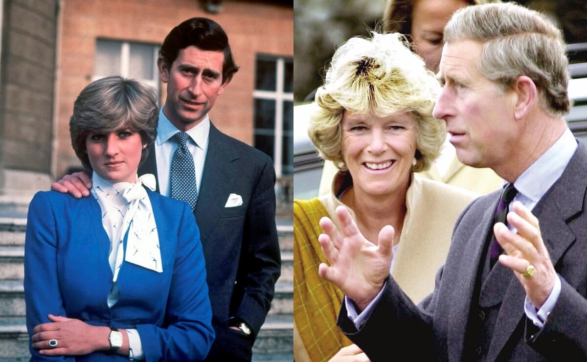 El rey Carlos III de Inglaterra con sus dos esposas, lady Diana Spencer y la reina Camilla. (Fotos: EFE)