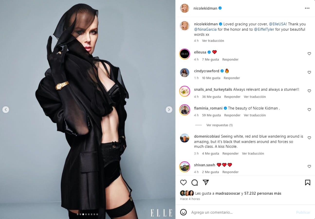 Nicole Kidman derrocha estilo con lencería de Dolce & Gabbana / Instagram