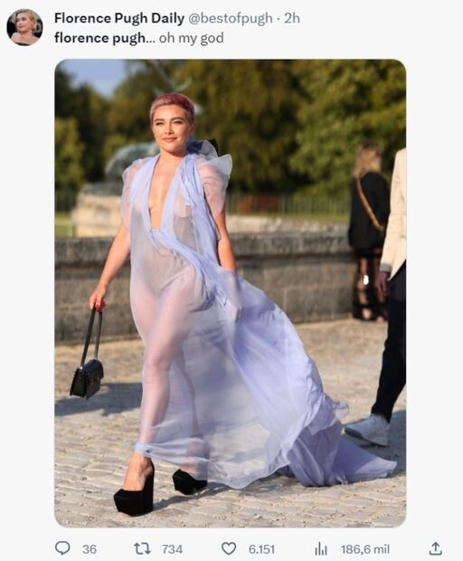 Florence Pugh en la Semana de Alta Costura de París / Twitter