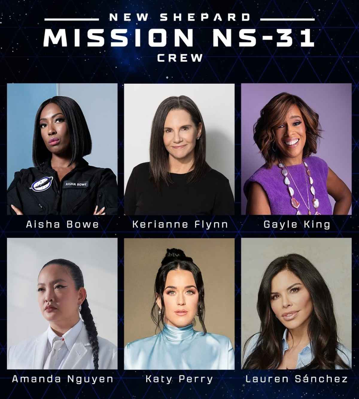 Las mujeres que serán parte del vuelo al espacio de Blue Origin / Foto: Instagram - @blueorigin