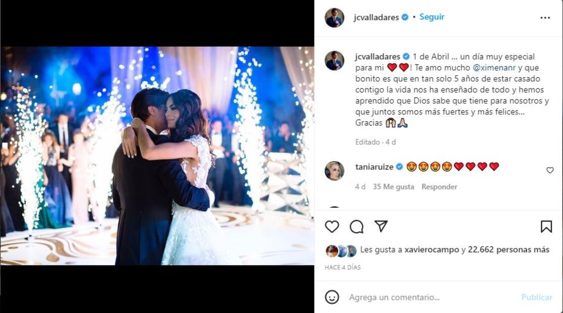 Ximena Navarrete y Juan Carlos Valladares celebran el bautizo de su hija Ximena