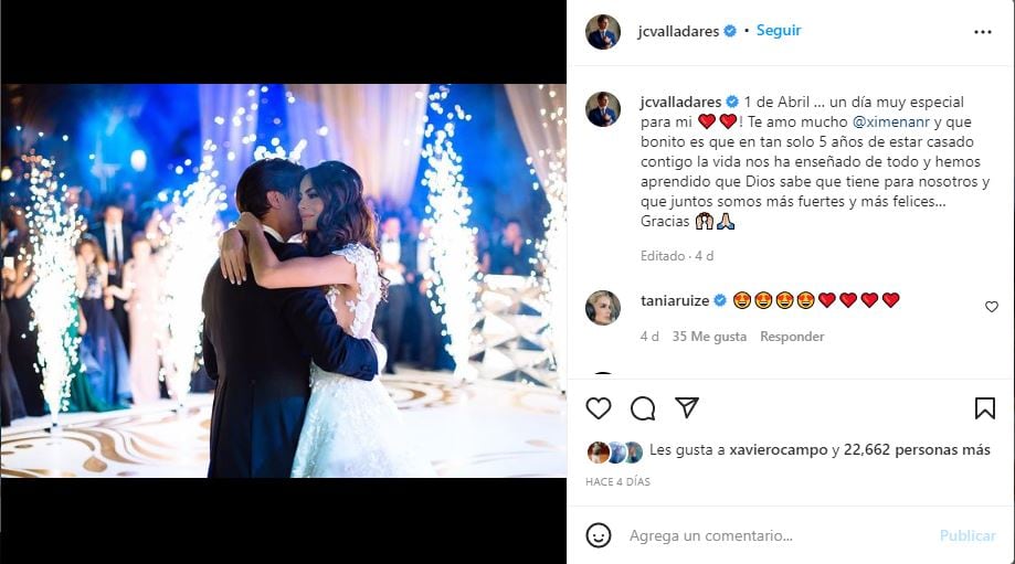 Ximena Navarrete y Juan Carlos Valladares celebran el bautizo de su hija Ximena