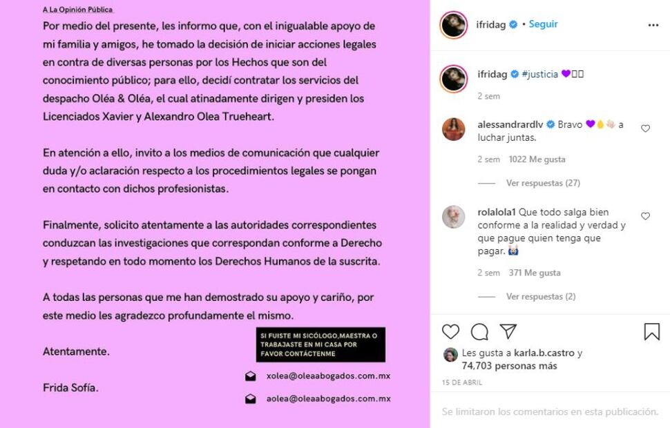 Abogado de Frida Sofía asegura que ella no está en un hospital psiquiátrico