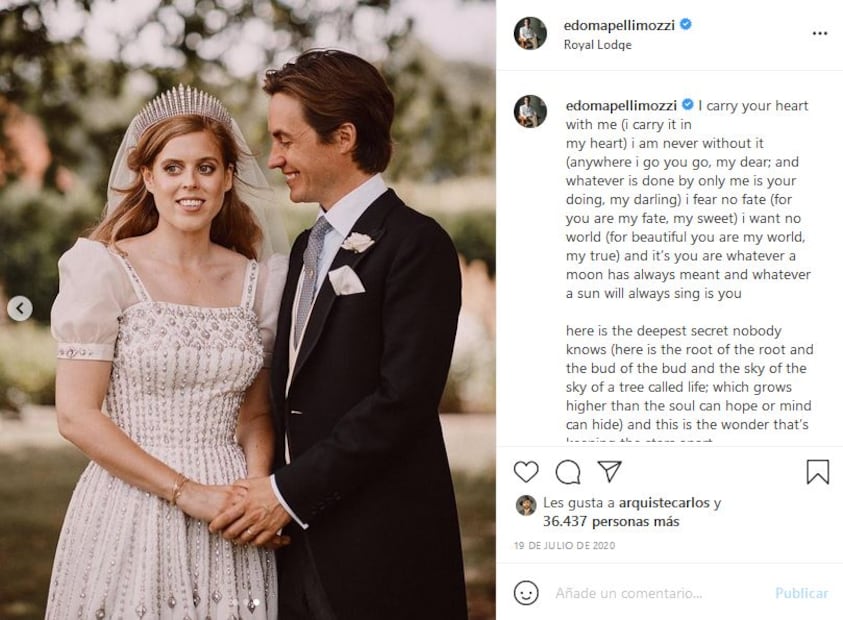 Beatriz de York recibe amoroso mensaje de Edoardo Mapelli
