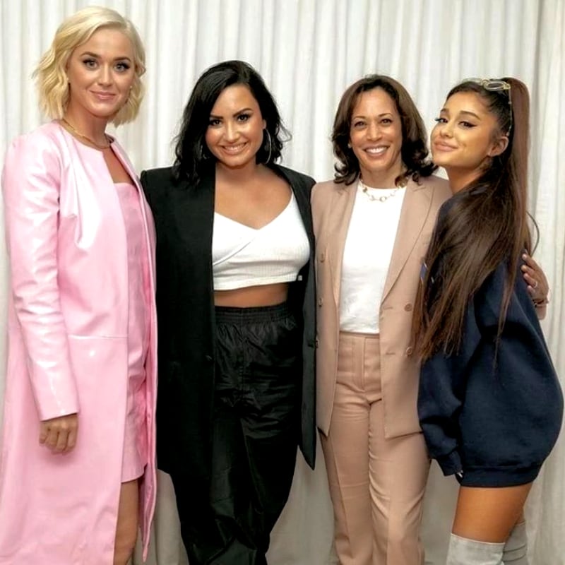 Kamala Harris junto a Katy Perry, Demi Lovato y Ariana Grande / Foto: Instagram