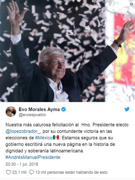 ¿Qué presidentes del mundo felicitaron a AMLO por su victoria?