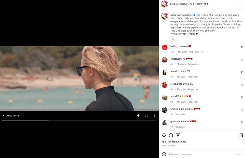 Charlene de Mónaco reaparece en un video de Navidad