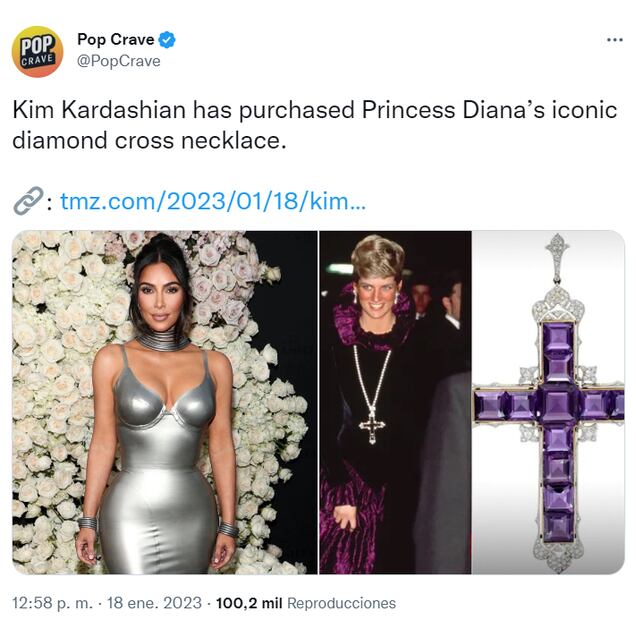 Kim Kardashian compra icónico collar de la princesa Diana en subasta