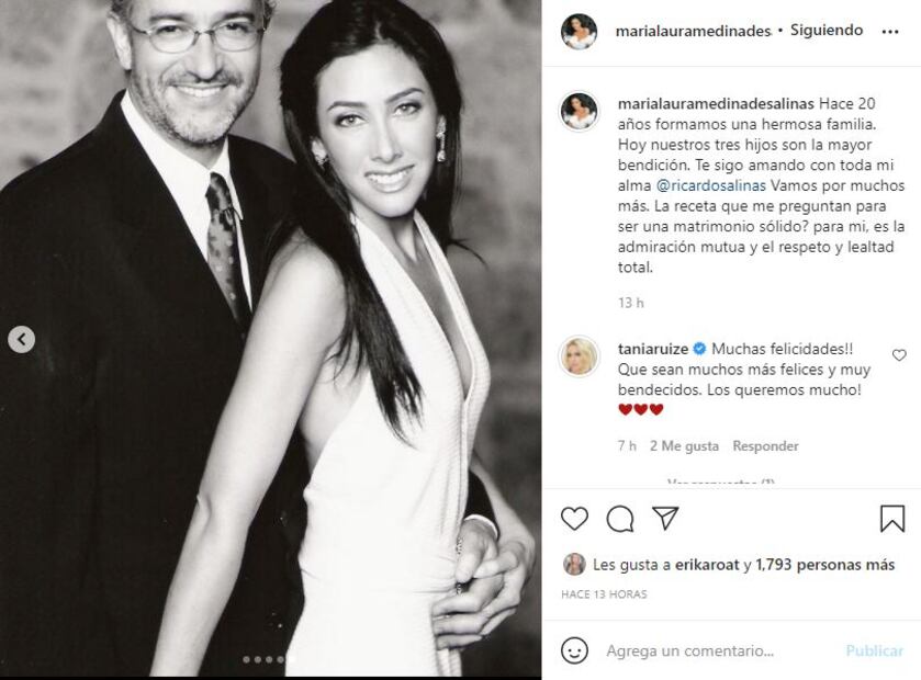 Ricardo Salinas Pliego y María Laura cumplen 20 años de casados