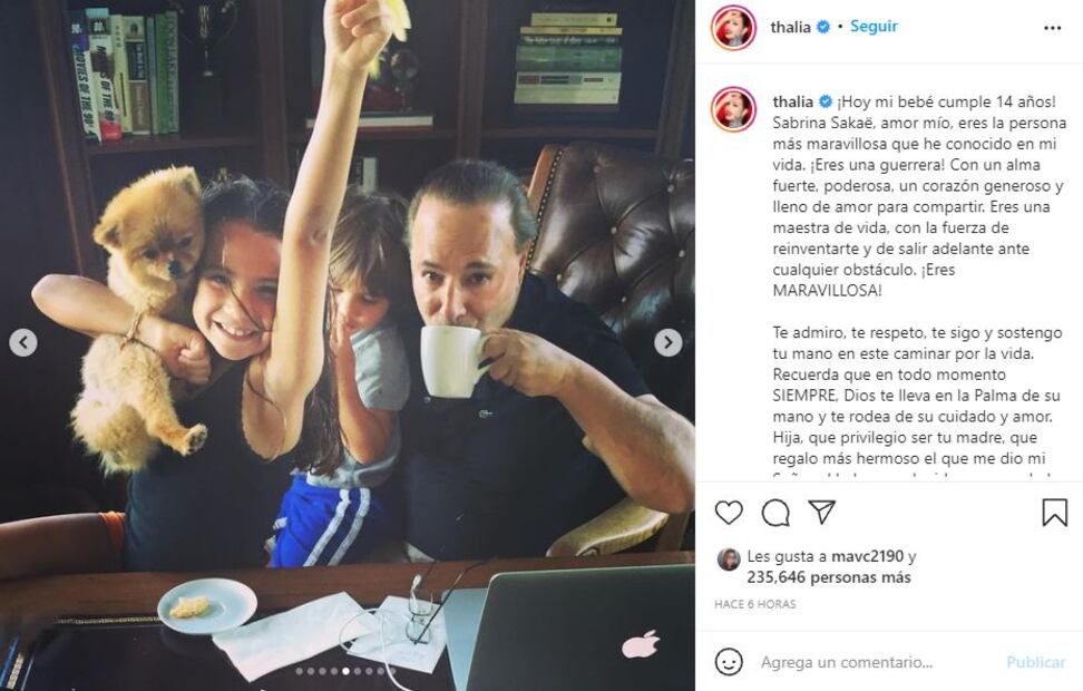 Thalía celebra los 14 años de su hija Sabrina