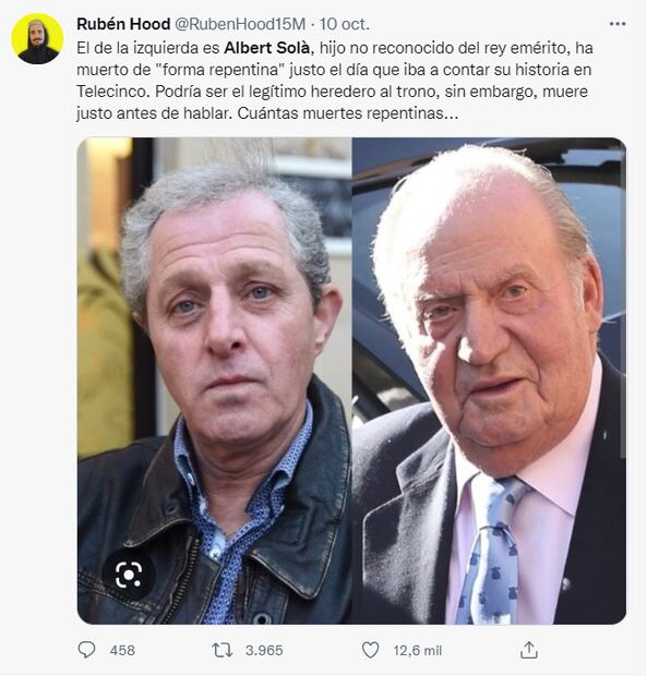 Revelan la causa de muerte de Albert Solà, supuesto hijo de Juan Carlos I de España