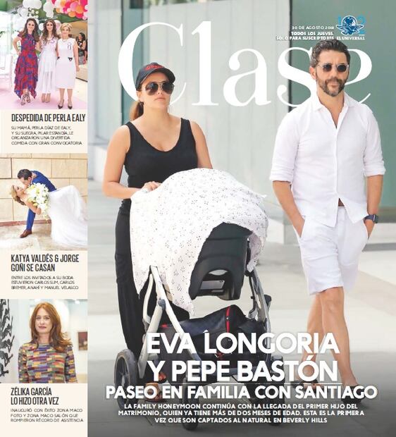 Eva Longoria y Pepe Bastón de paseo familiar con Santiago en Beverly Hills 