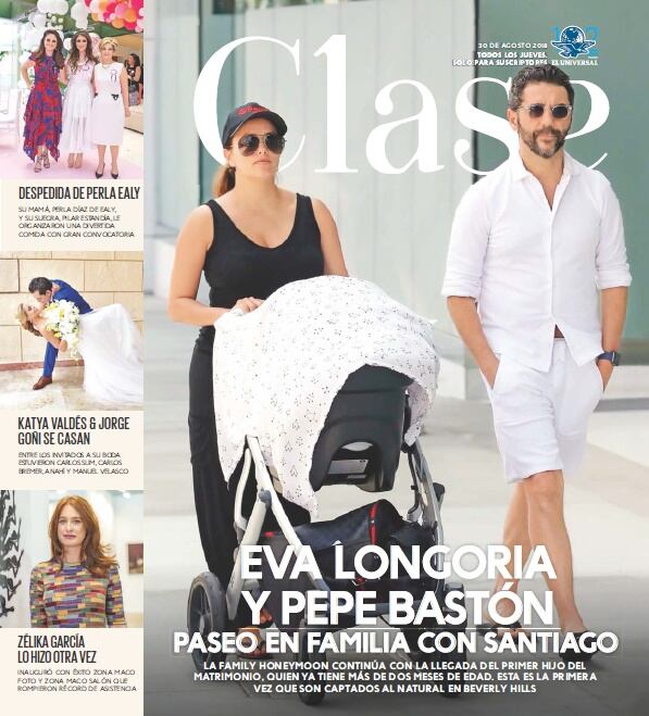 Eva Longoria y Pepe Bastón de paseo familiar con Santiago en Beverly Hills 