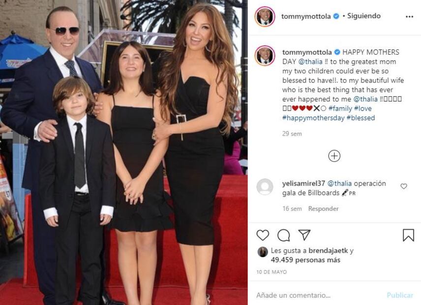 Thalía y Tommy Mottola celebran 20 años de matrimonio