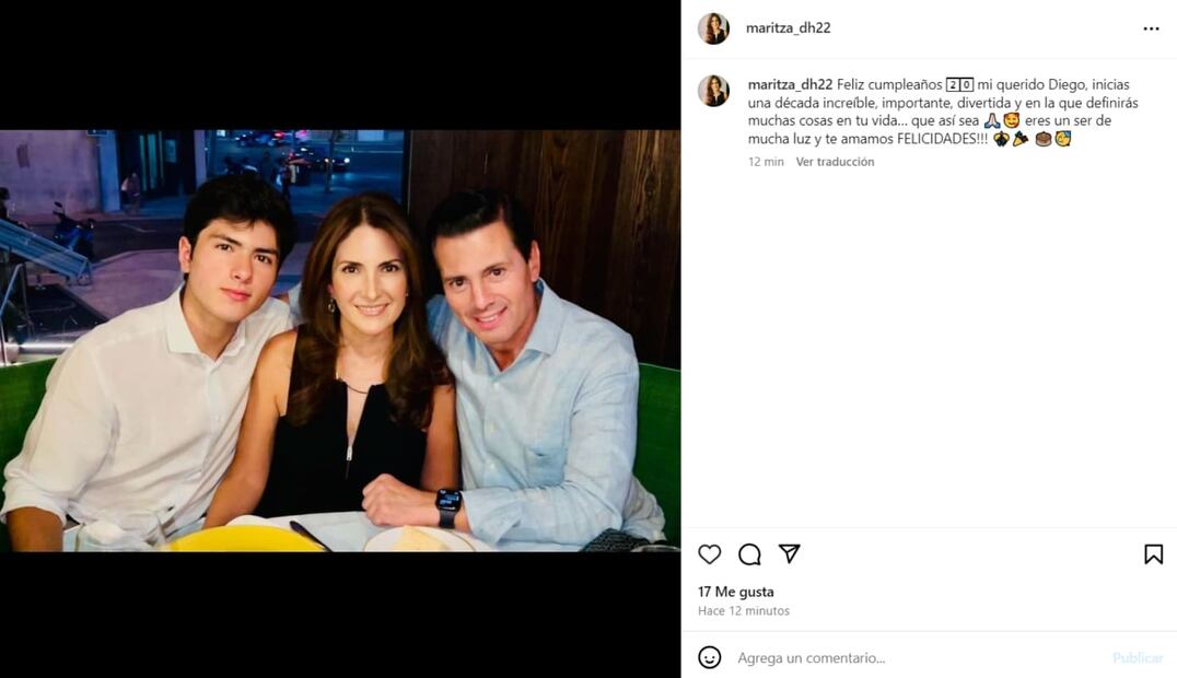 Enrique Peña Nieto y Maritza Díaz con su hijo Diego Alejandro / Foto: Instagram