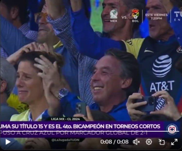 Emilio Azcárraga Jean y Sharon Fastlicht celebran la victoria del Club América / Captura de pantalla