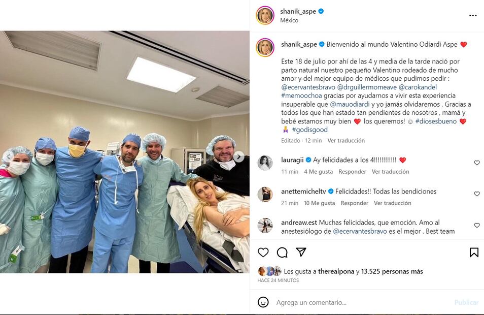 Shanik Aspe, Mauricio Odiardi y el equipo médico / Instagram