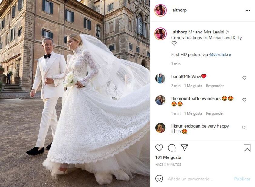 Kitty Spencer, sobrina de la princesa Diana, se casó en Roma con Michael Lewis