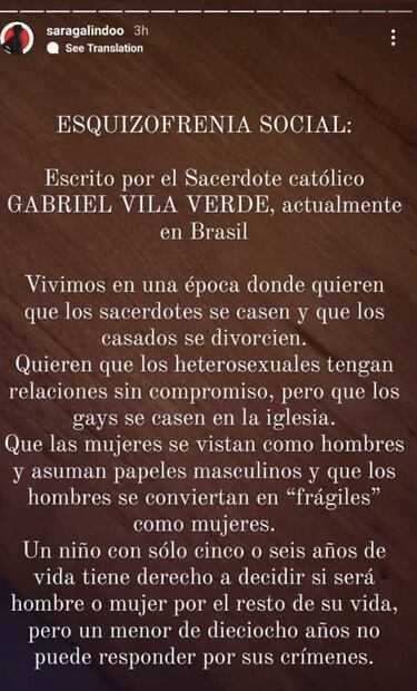 ¿Qué está pasando con Sara Galindo y sus posts homofóbicos?