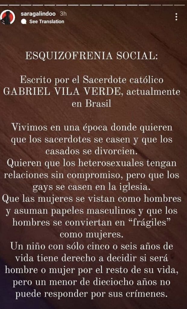 ¿Qué está pasando con Sara Galindo y sus posts homofóbicos?