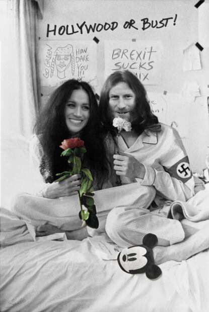 Artista convierte a Meghan Markle en Yoko Ono y a Harry en John Lennon