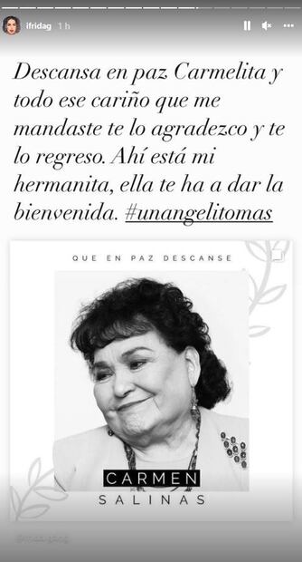 Frida Sofía despide a Carmen Salinas con dulces palabras: "Mi hermanita te dará la bienvenida"
