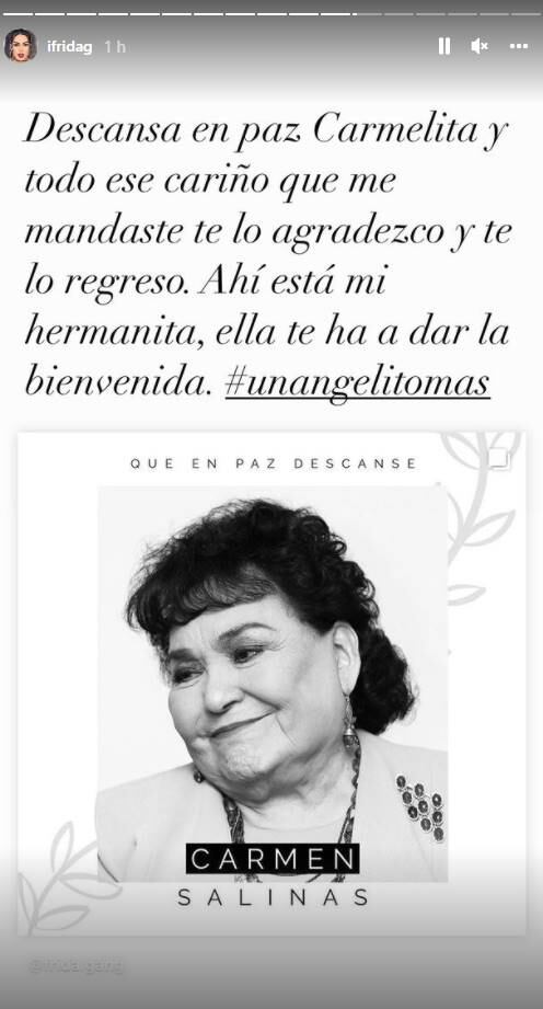 Frida Sofía despide a Carmen Salinas con dulces palabras: "Mi hermanita te dará la bienvenida"
