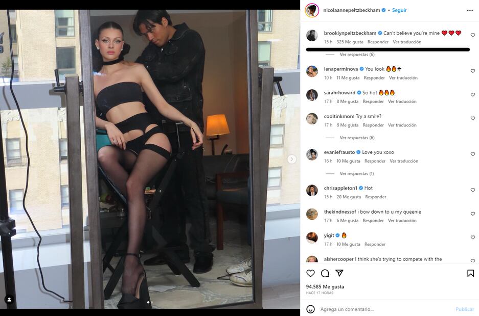 Nicola Peltz enciende a Brooklyn Beckham con su posado en medias y plataformas