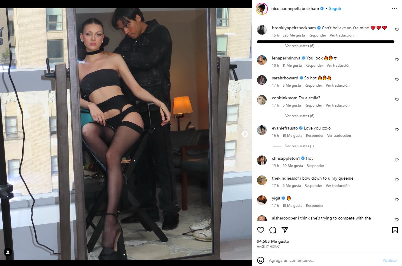 Nicola Peltz enciende a Brooklyn Beckham con su posado en medias y plataformas