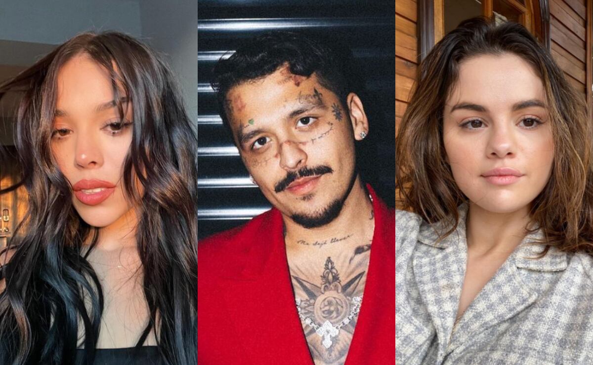 Danna Paola, Christian Nodal y Selena Gómez/Instagram.
