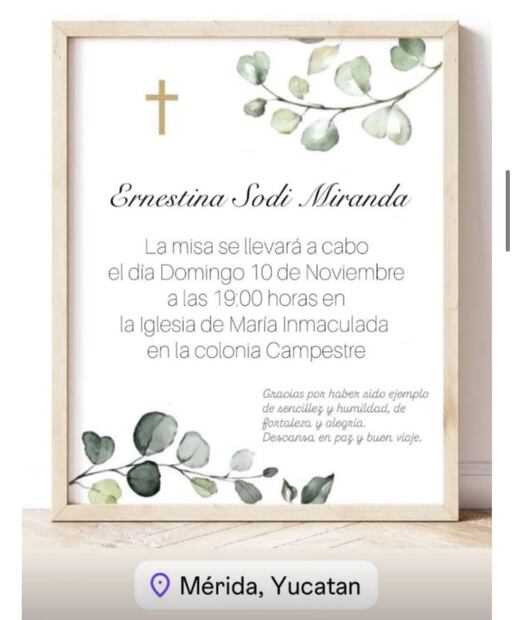 El último adiós a Ernestina Sodi en Mérida / Foto: Captura de pantalla